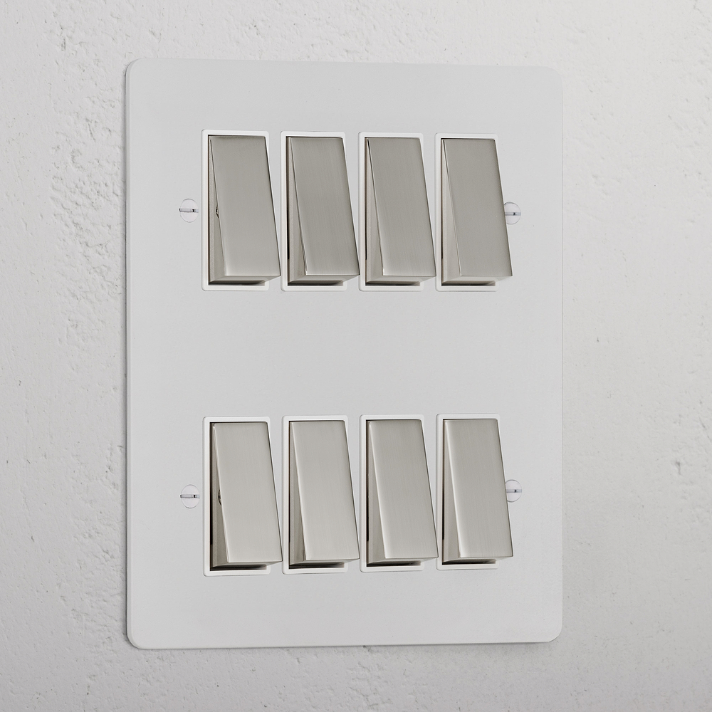 8G Two Way Rocker Switch - Paintable Polished Nickel | White