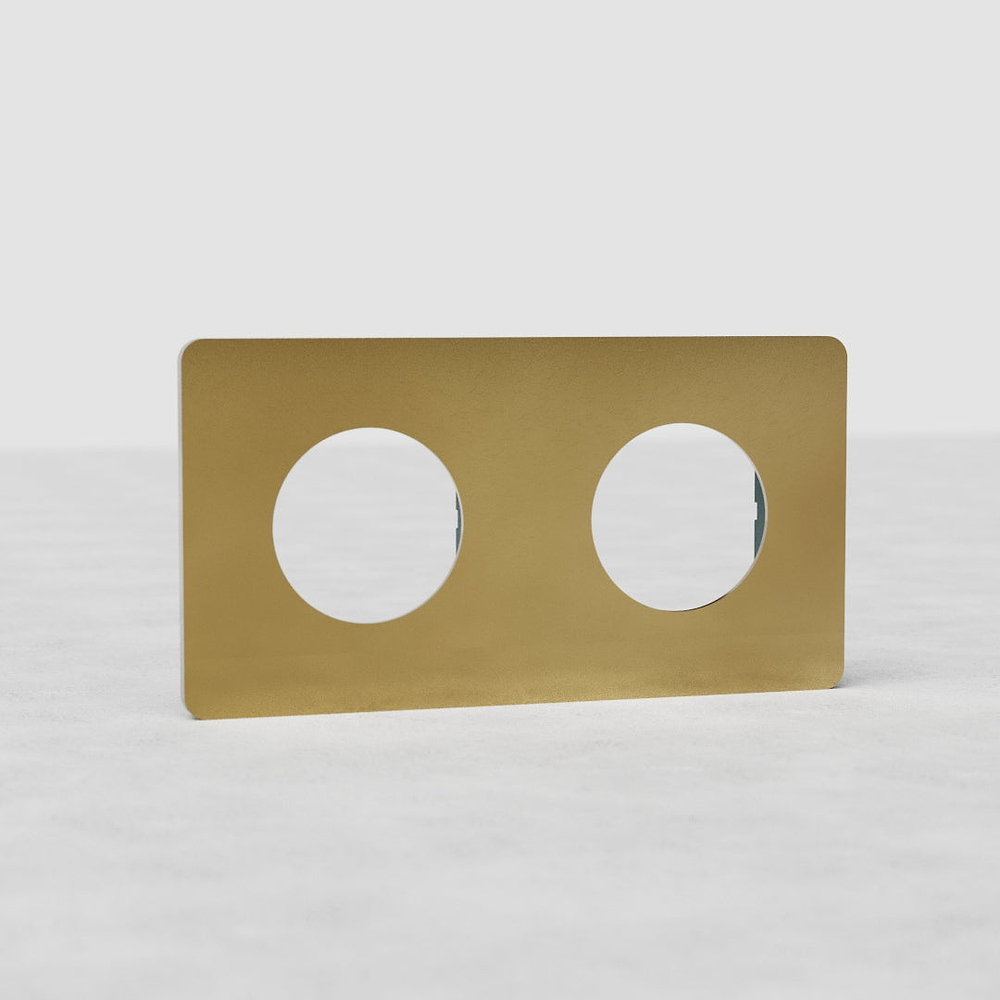 Grove Double 2x Socket Plate - Antique Brass