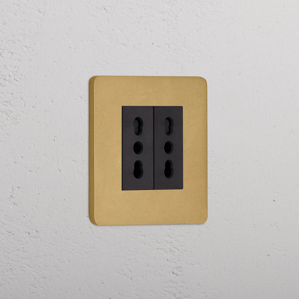 Grove Single 2x Bipasso Socket - Antique Brass | Black