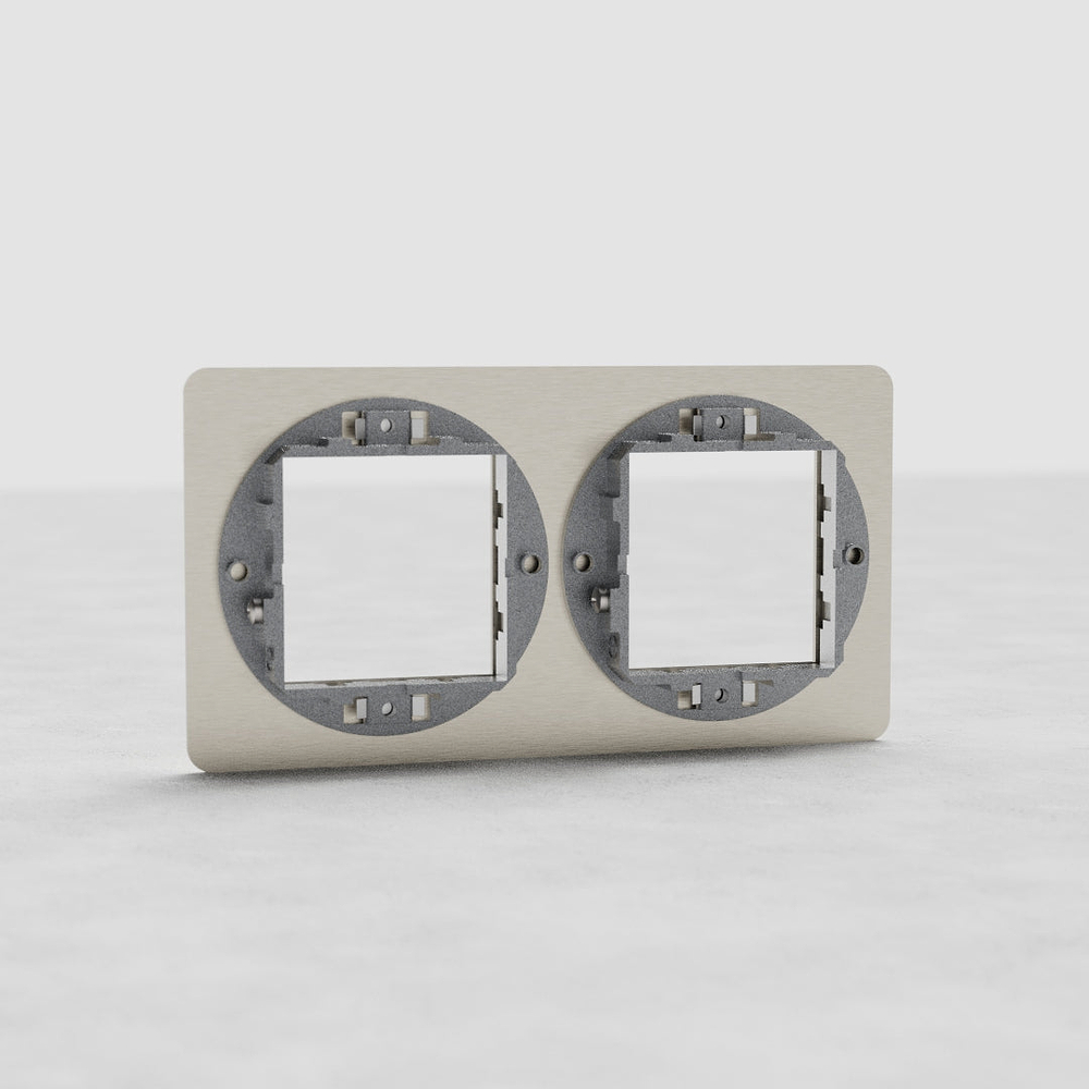 Kew Placca frutto doppia 45mm – Nichel Satinato