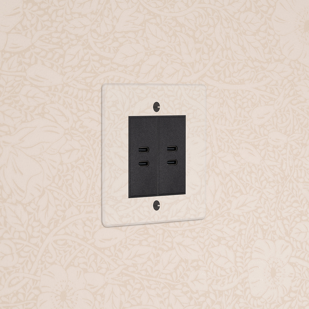 Single 2x USB-C+C Socket - Clear | Black