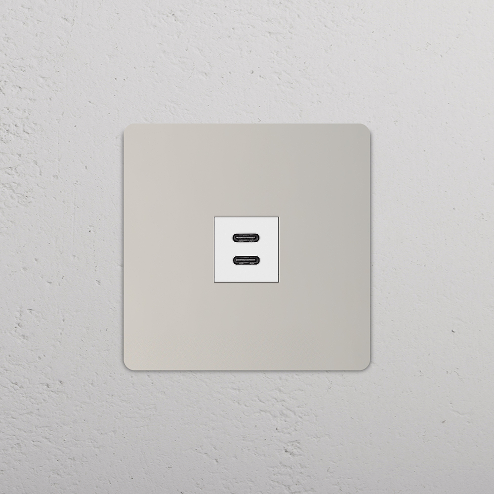 Grove USB-C-Anschluss (30 W) 1x in Einfachrahmen – Poliertes Nickel | Weiss