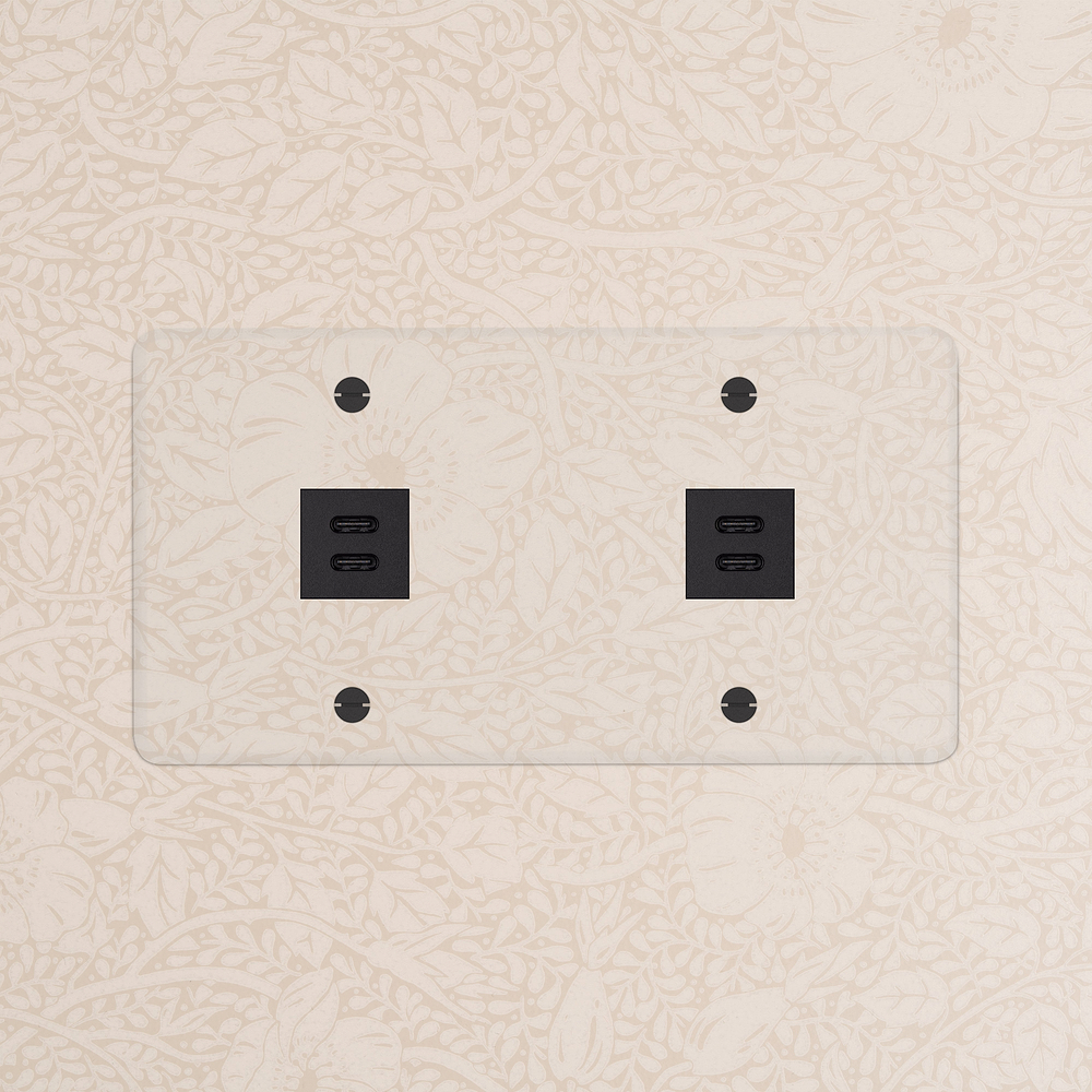 Kew Διπλή Υποδοχή 2x USB-C 30W – Διαφανές | Μαύρο