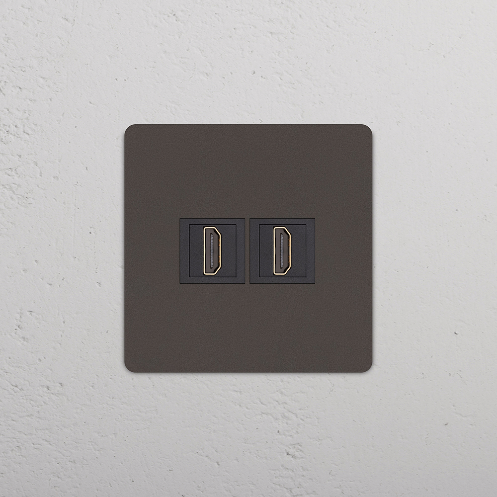 Grove Single 2x HDMI Socket - Bronze | Black
