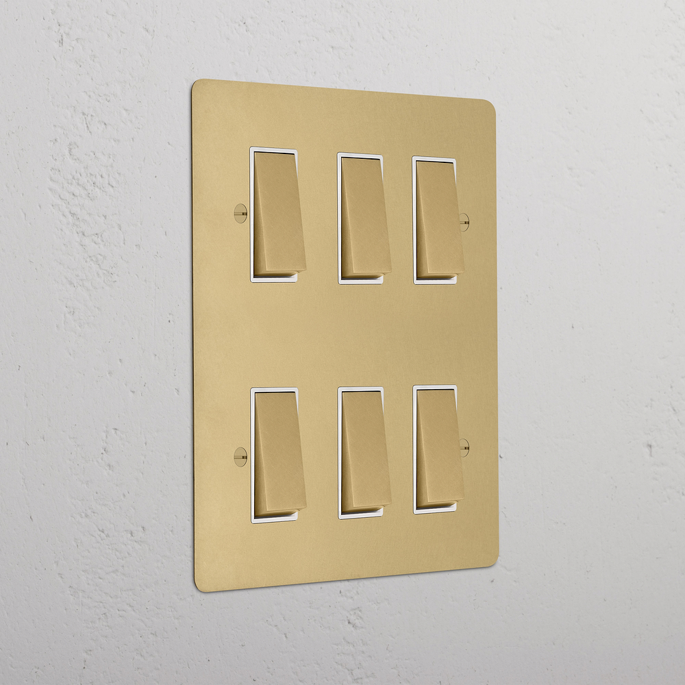 6G Two Way Rocker Switch - Antique Brass | White