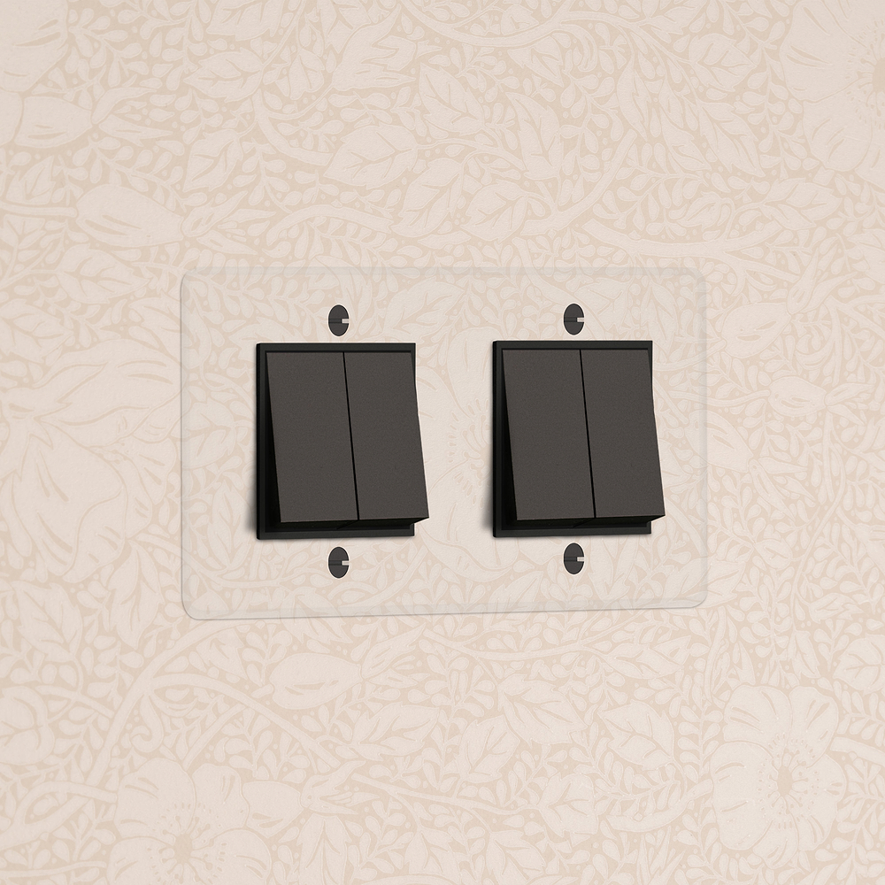 Kew Interrupteur Carré x4 (Plaque Double) – Bronze à Transparence | Noir