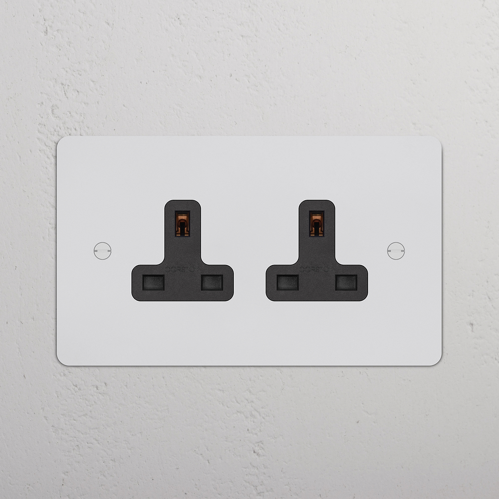 Double 2x 13A Unswitched Socket - Paintable | Black