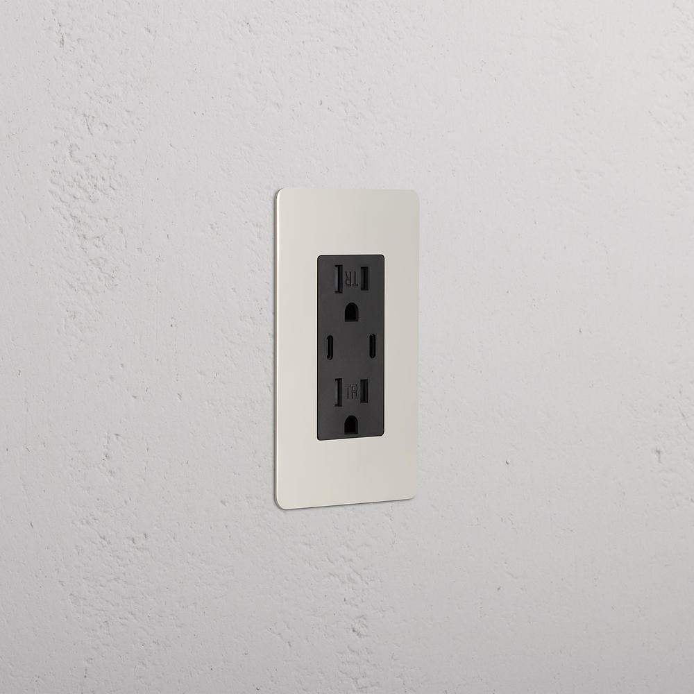 Kew 1G 15A USB Outlet - Polished Nickel Black