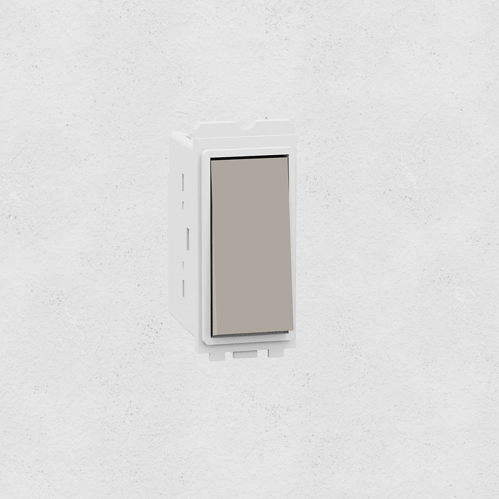 Double Pole Rocker Switch - Polished Nickel | White