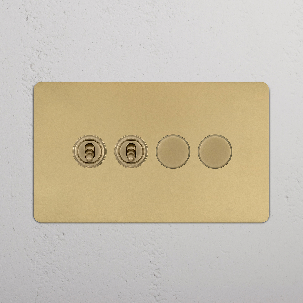 4G 2x Toggle Switch & 2x Dimmer Switch - Antique Brass