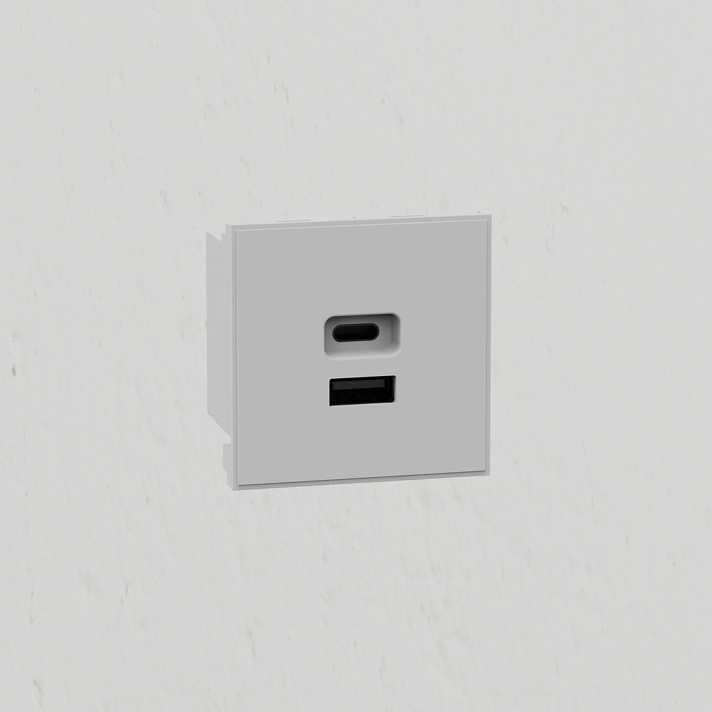 USB-A+C 30W 50mm Module - White