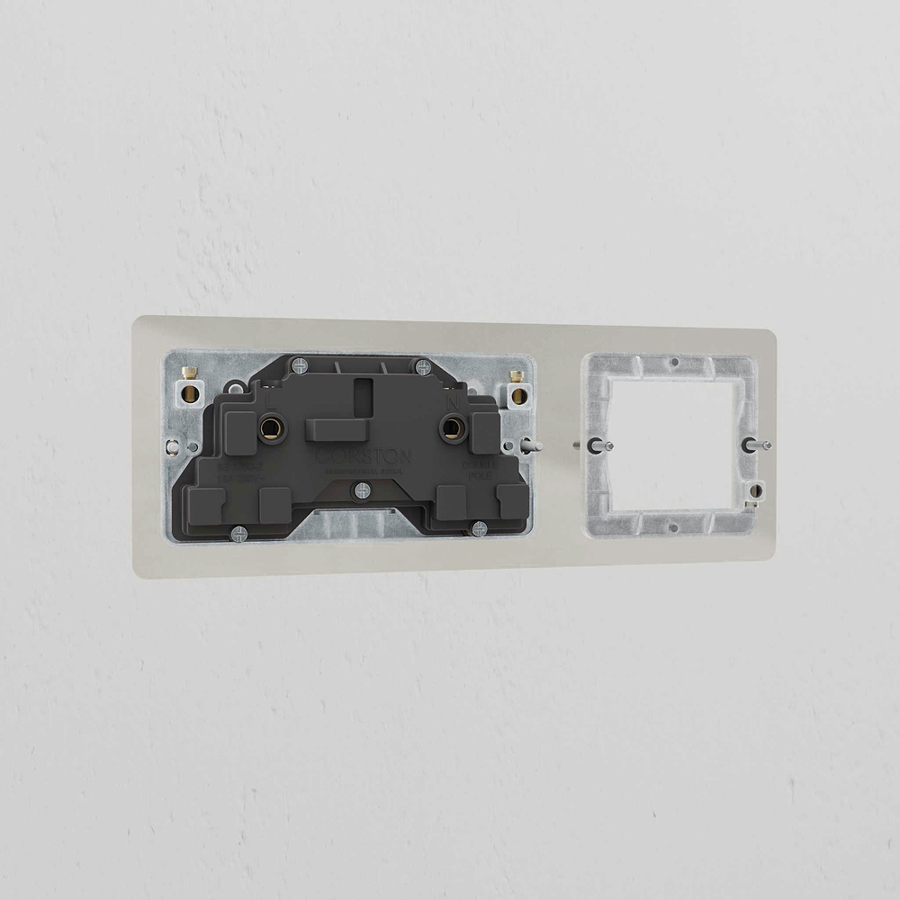 50mm Module & Double Socket Plate - Polished Nickel | White