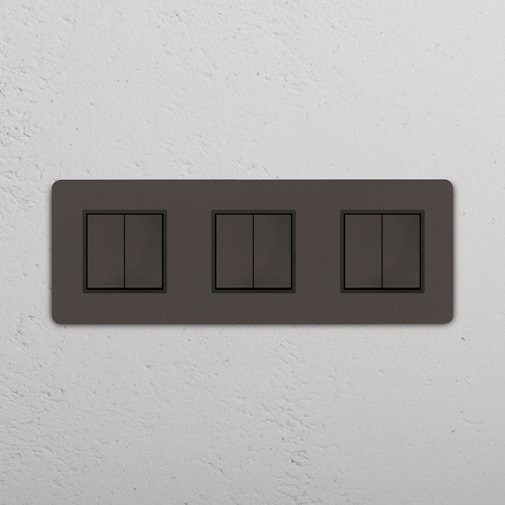Grove Interruttore a Bilanciere Triplo 6x - Bronzo | Nero