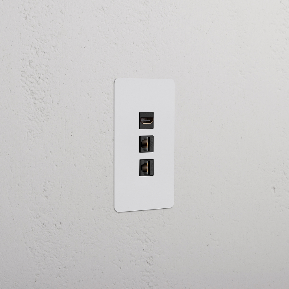 Kew 1G HDMI & 2x CAT6 Keystone - Paintable Black