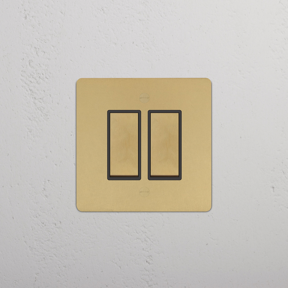 2G Two Way Rocker Switch - Antique Brass | Black