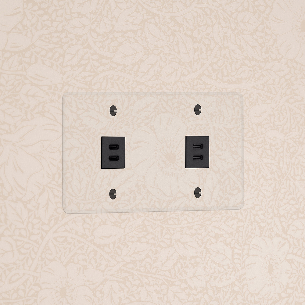 Kew Διπλή Υποδοχή 2x USB-C 30W – Διαφανές | Μαύρο