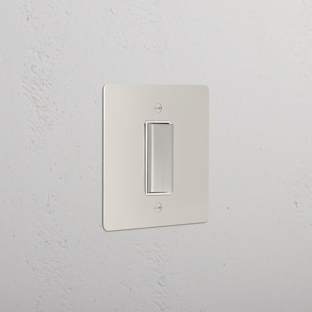 1G Centre Retractive Rocker Switch - Polished Nickel | White