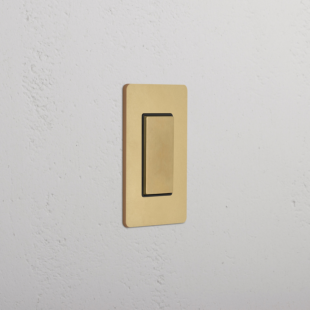 Grove 1G Center Retractive Rocker Switch - Antique Brass Black