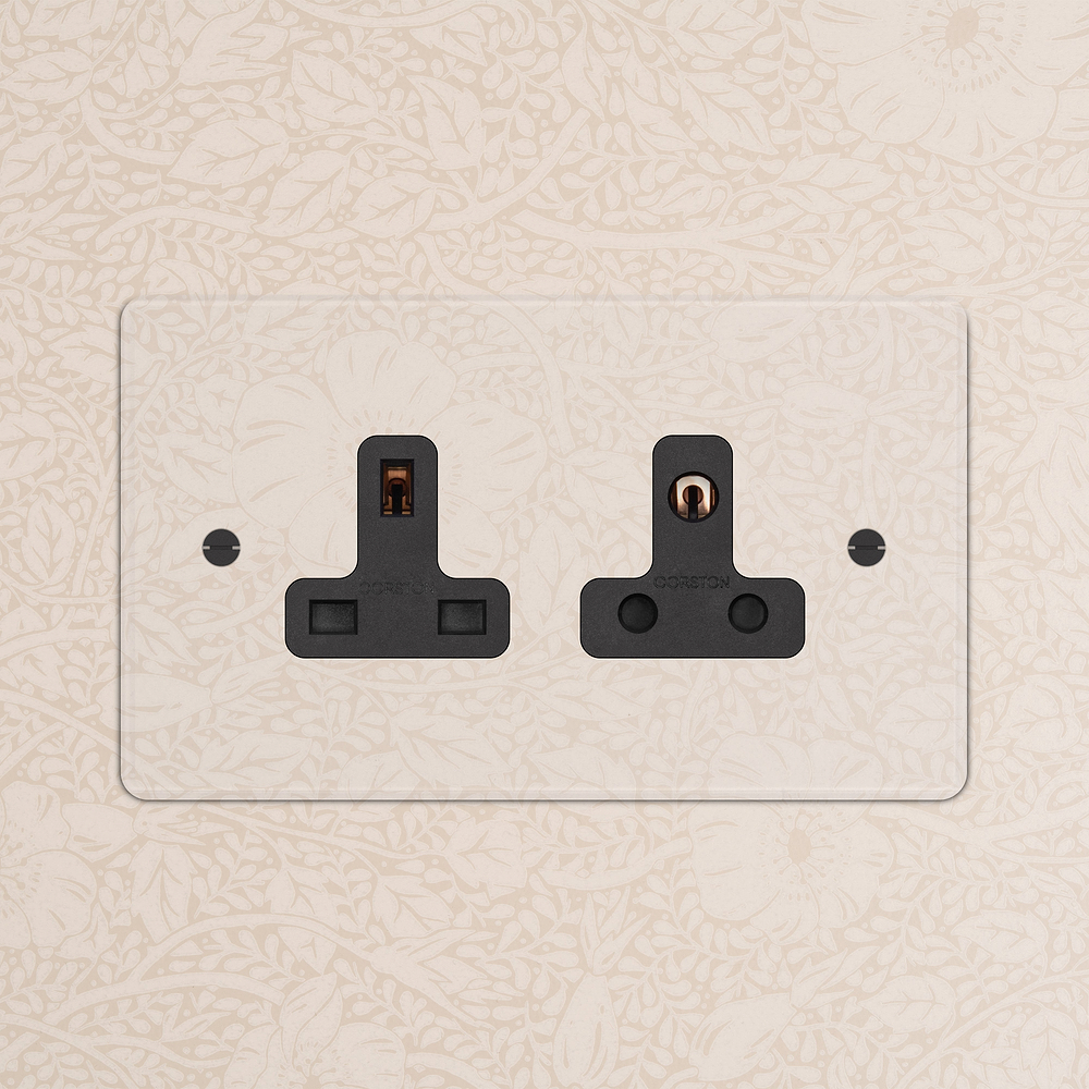 Double 13A & 5A Unswitched Socket - Clear | Black