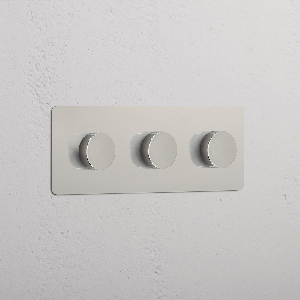 Kew Triple 3x Multiway Dimmer Switch - Polished Nickel
