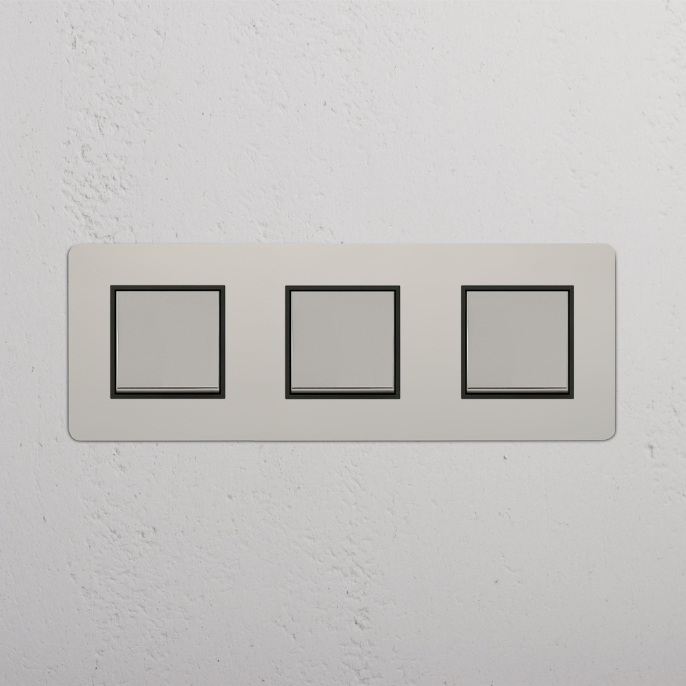 Kew Triple 3x Rocker Switch - Polished Nickel | Black