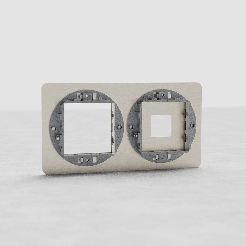 Kew Double 1x Keystone & 1x 45mm Module Plate – Satin Nickel
