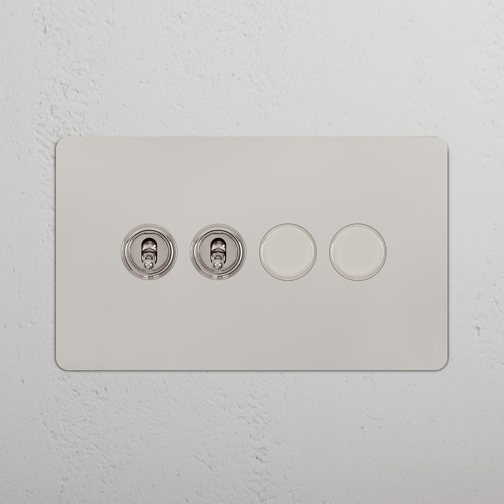 4G 2x Toggle Switch & 2x Dimmer Switch - Polished Nickel