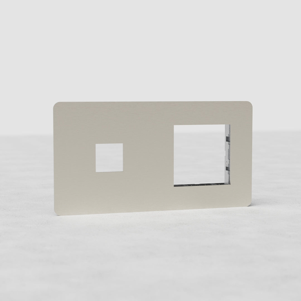 Kew Double 1x Keystone & 1x 45mm Module Plate – Satin Nickel