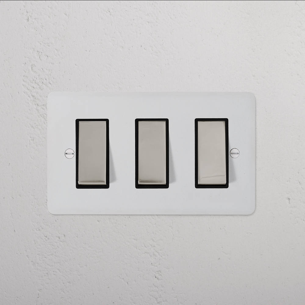 3G Two Way Rocker Switch - Paintable Polished Nickel | Black