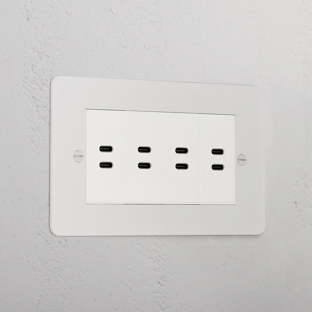Double 8x USB-C Socket - Paintable | White