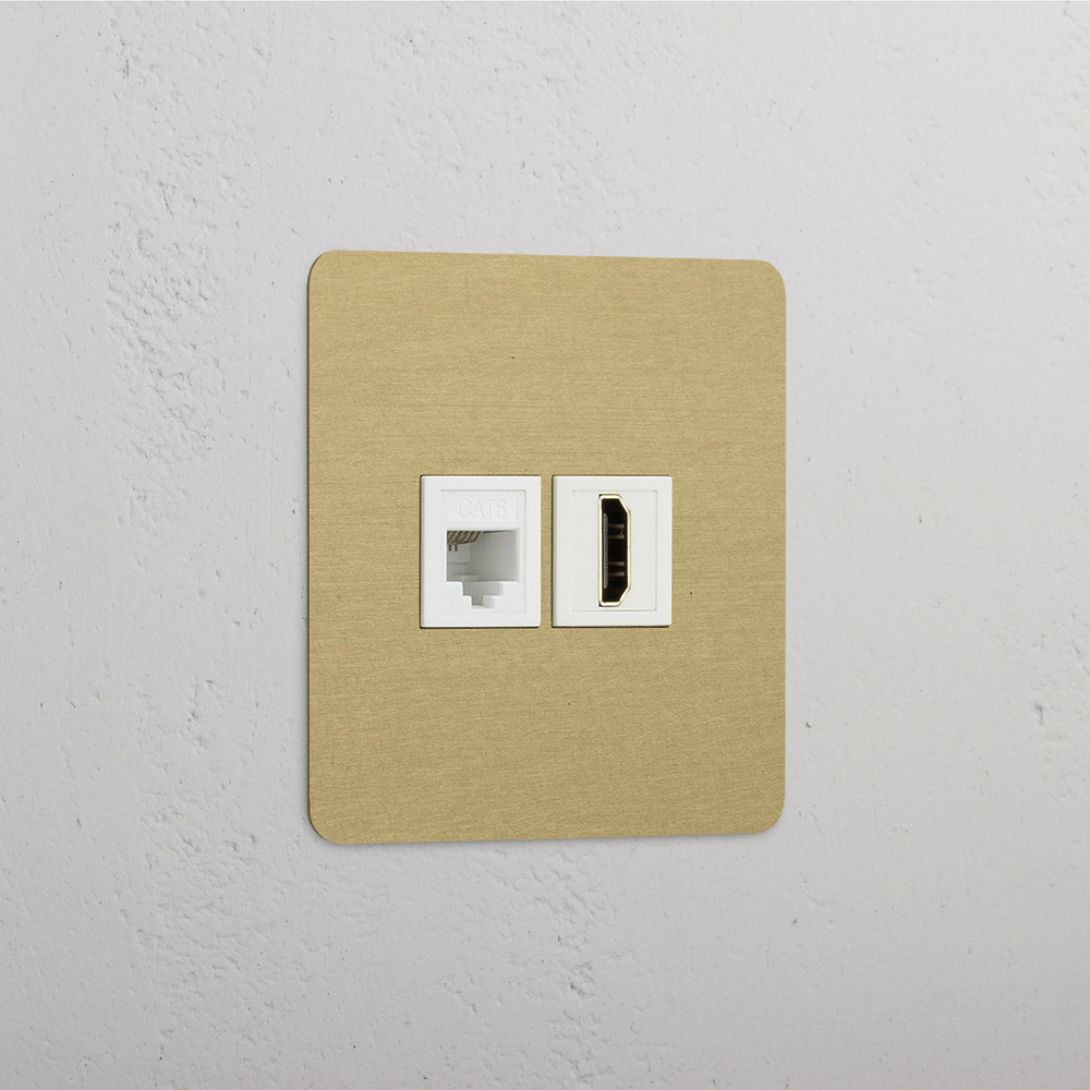 Kew Tomada RJ45 & HDMI individual - Latão Antigo | Branco