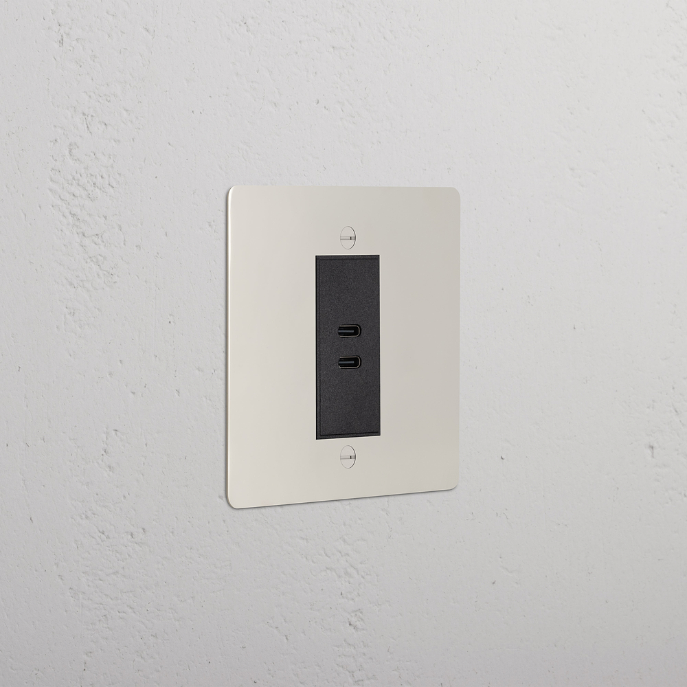 Single USB-C+C Socket - Polished Nickel | Black