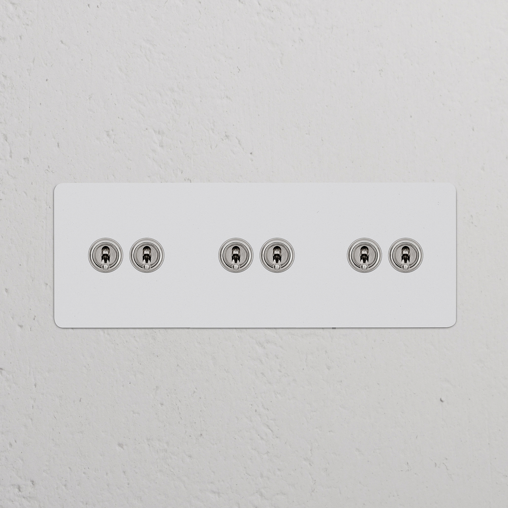 Kew Triple 6x Toggle Switch - Paintable Polished Nickel