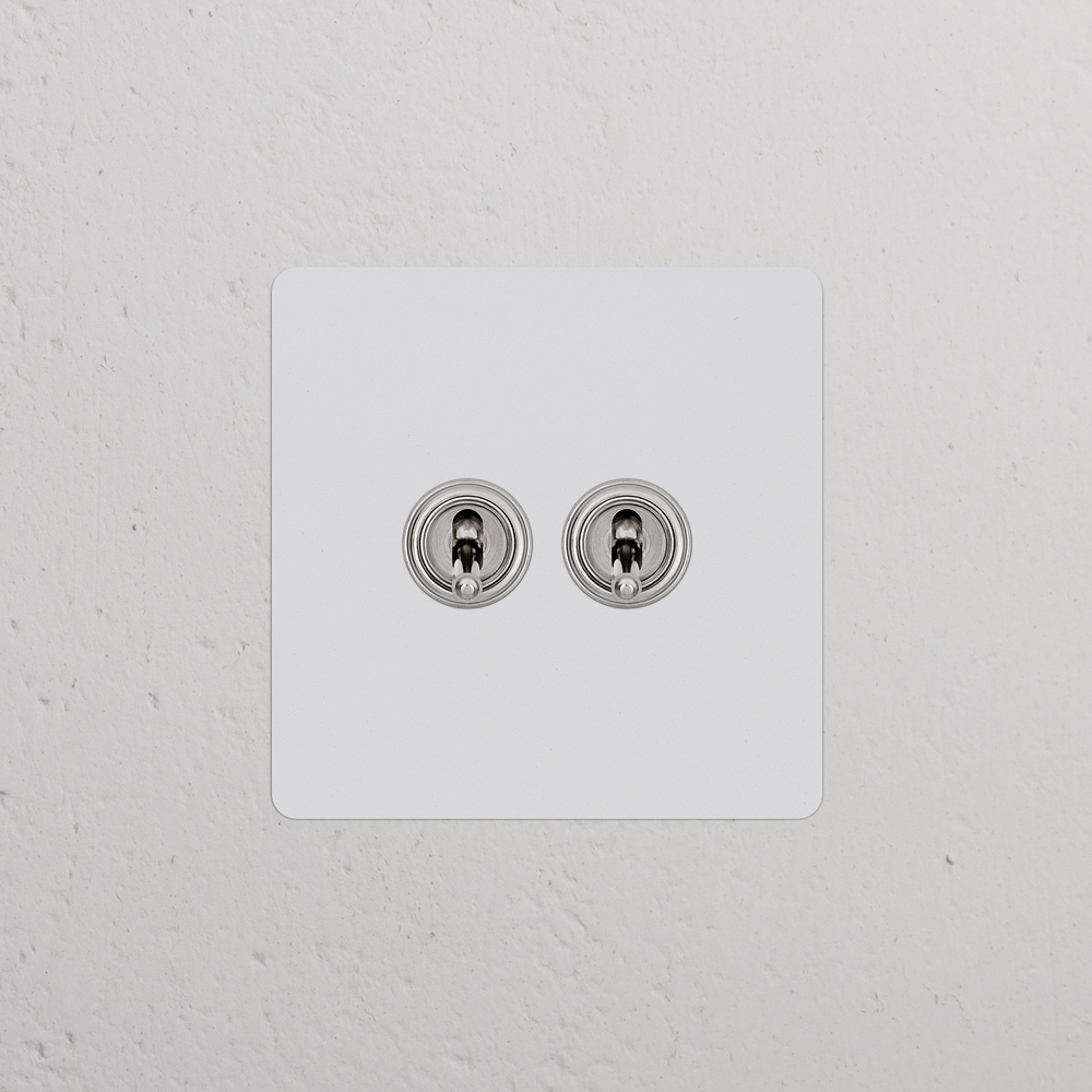 Kew Single 2x Toggle Switch - Paintable Polished Nickel
