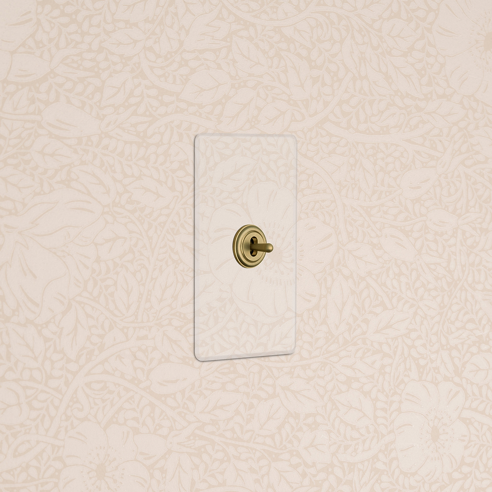Kew 1G Center Retractive Toggle Switch - Clear Antique Brass