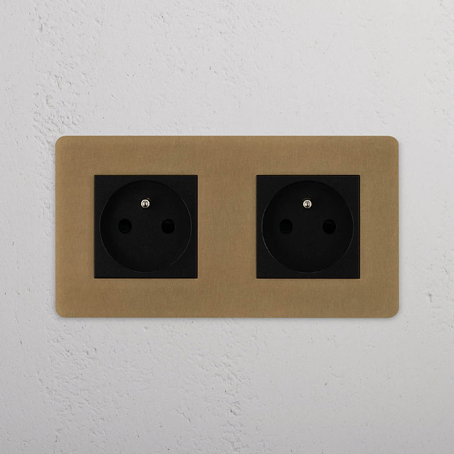 Double electrical outlet labeled 'nan' on a textured white wall.