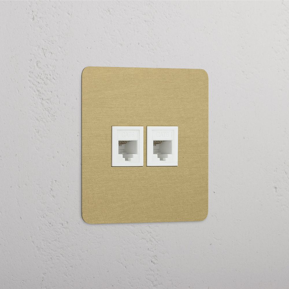 Kew Tomada RJ45 de duas vias individual - Latão Antigo | Branco