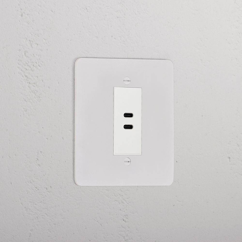 Single USB-C+C Socket - Paintable | White