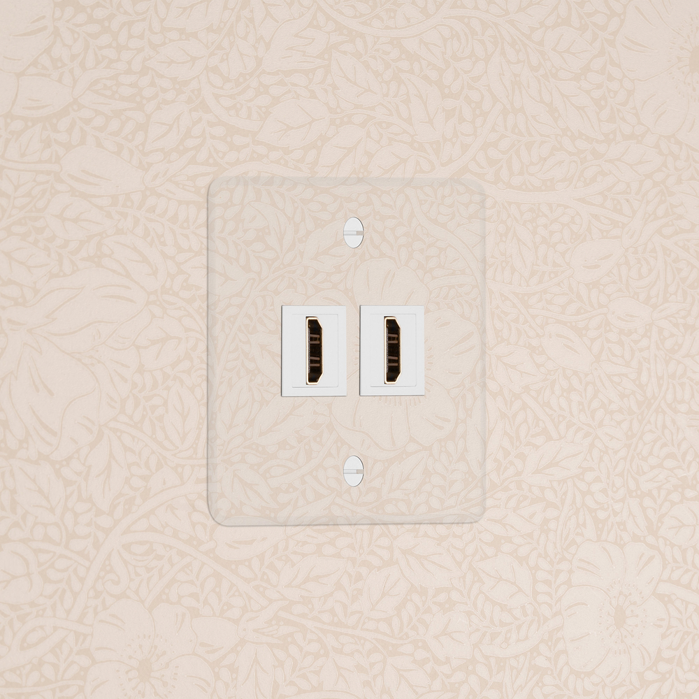 Kew HDMI-Anschluss 2x in Einfachrahmen – Transparent | Weiß