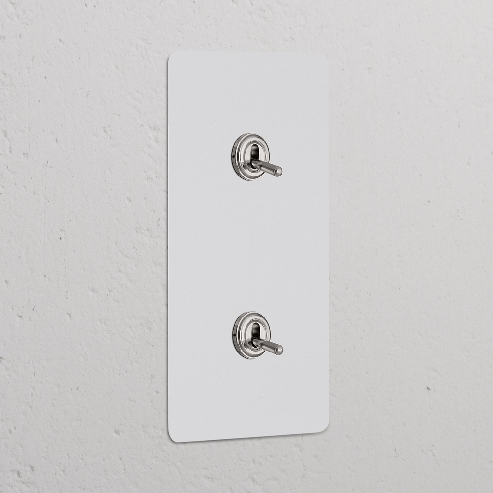 Kew Double 2x Vertical Toggle Switch - Paintable Polished Nickel