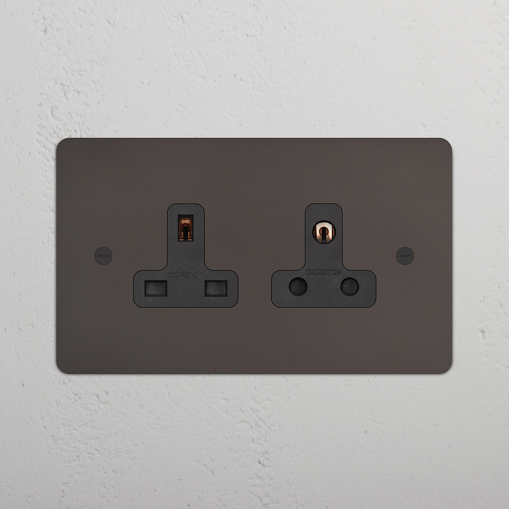Double 13A & 5A Unswitched Socket - Bronze | Black
