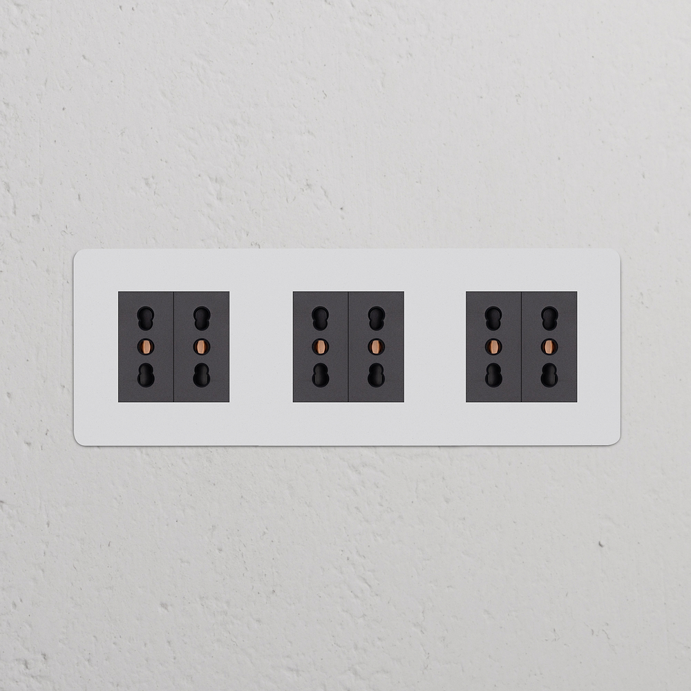 Kew Triple 6x Bipasso Socket - Paintable | Black