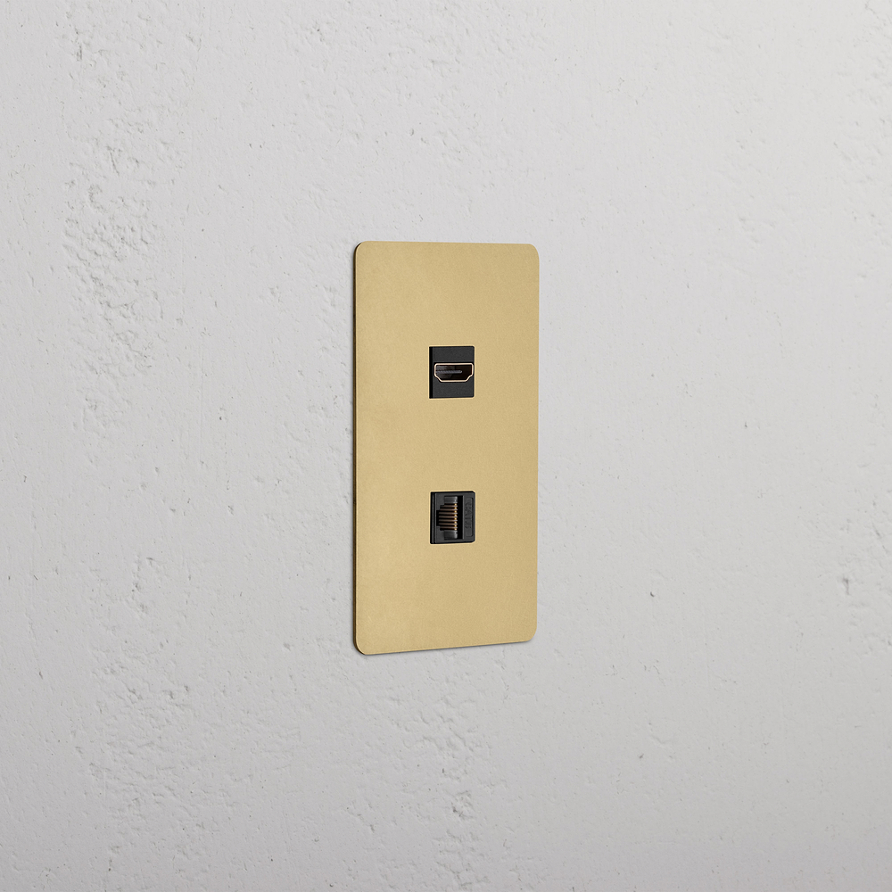 Kew 1G HDMI & CAT 6 Keystone - Antique Brass Black