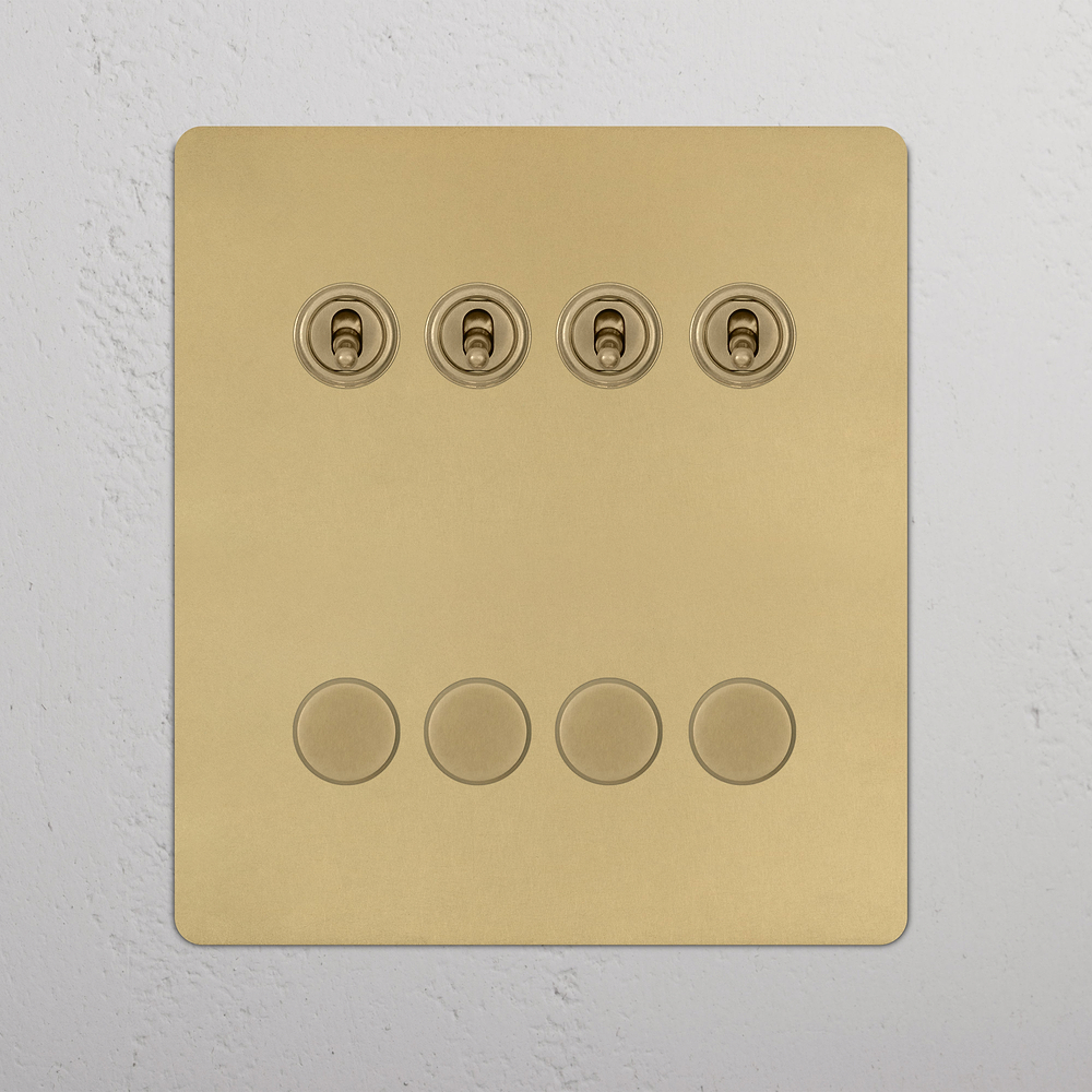 8G 4x Toggle Switch & 4x Dimmer Switch - Antique Brass