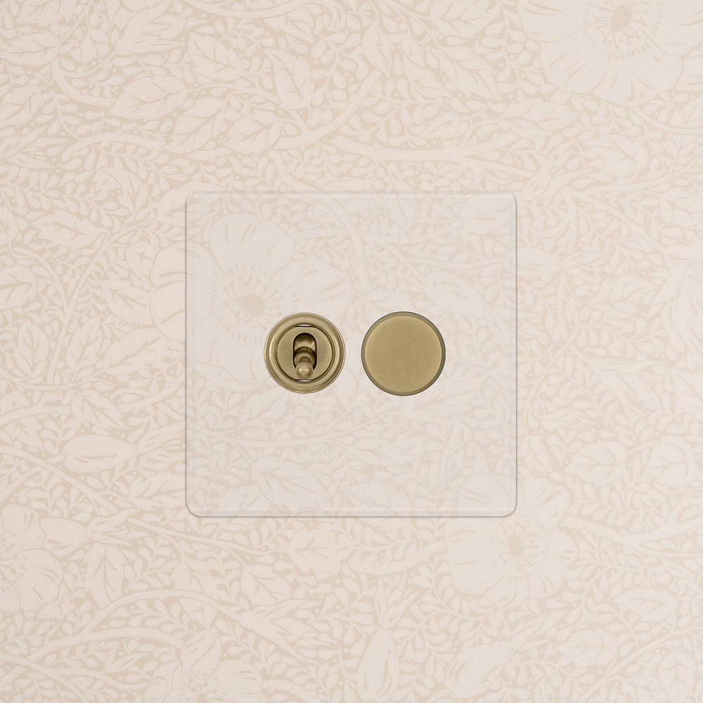2G Toggle Switch & Dimmer Switch - Clear Antique Brass
