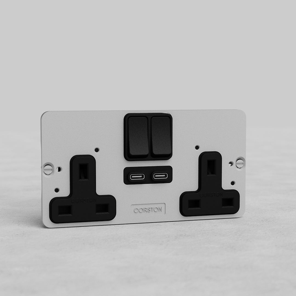 2G 33W 13A UK Socket USB C+C Socket Insert – Black