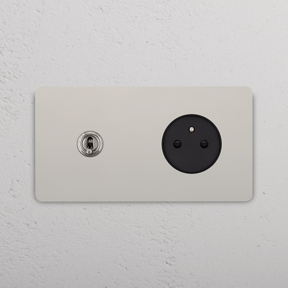 Grove Double Toggle & French/Belgian Type E Socket - Polished Nickel | Black