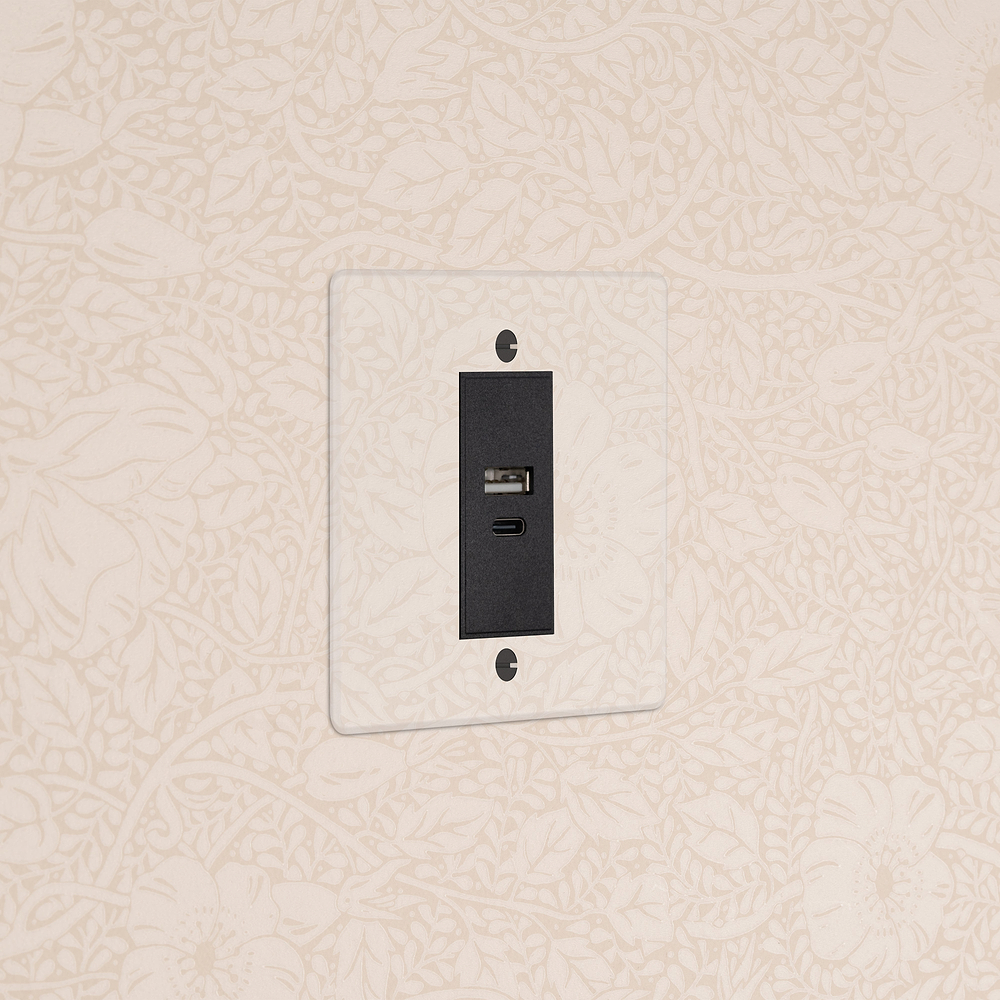 Single USB-A+C Socket - Clear | Black