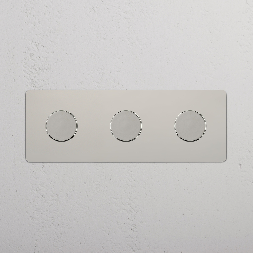 Kew Triple 3x Multiway Dimmer Switch - Polished Nickel