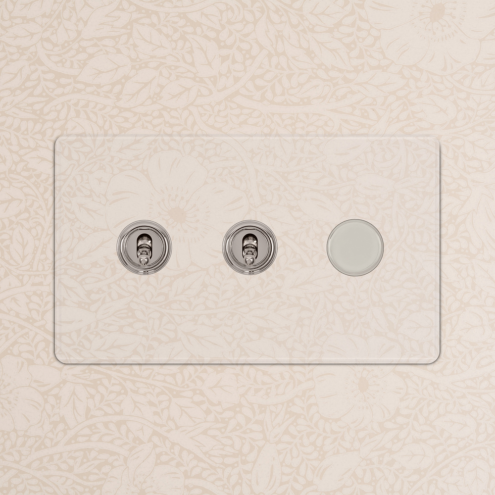 3G 2x Toggle Switch & Dimmer Switch - Clear Polished Nickel